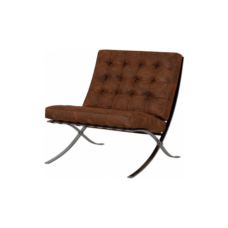 Barcelona Chair Vintage Bruin Leer Stoel Knoll Fauteuil