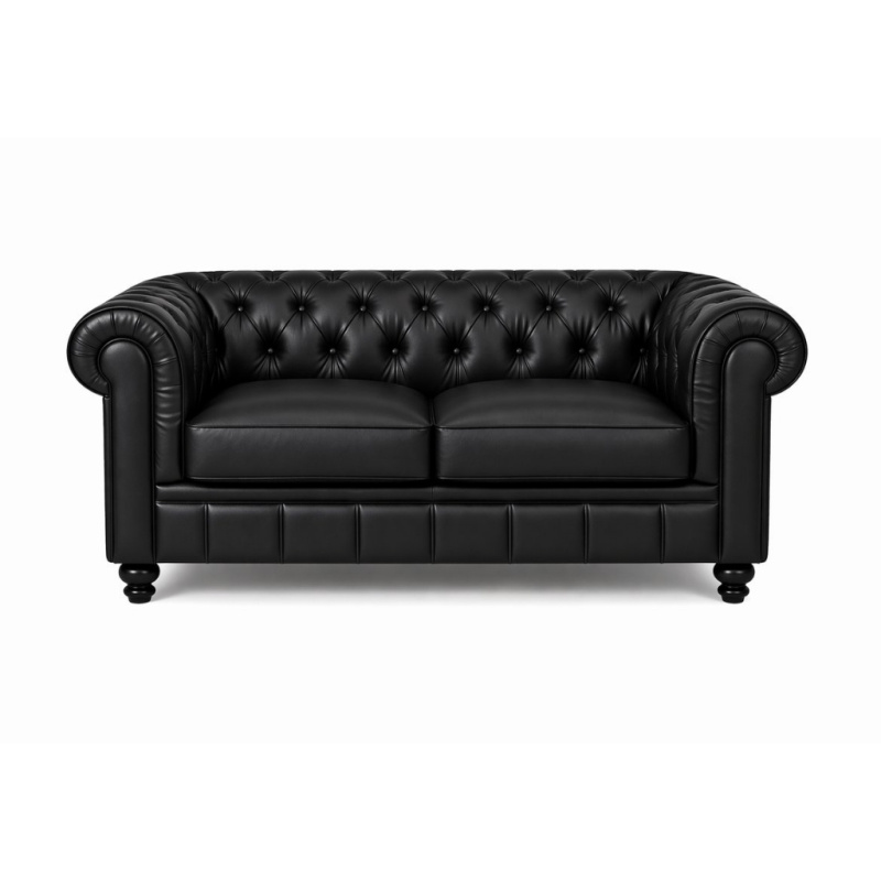 Chesterfield 2 zits bank zwart