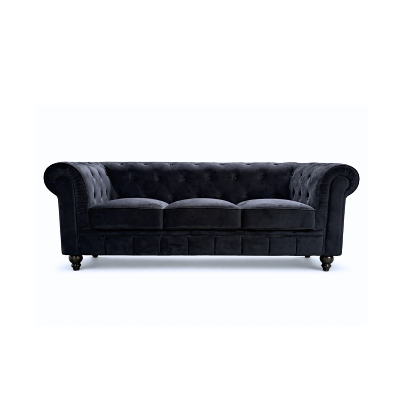 Chesterfield Bank Velvet zwart 3-zit