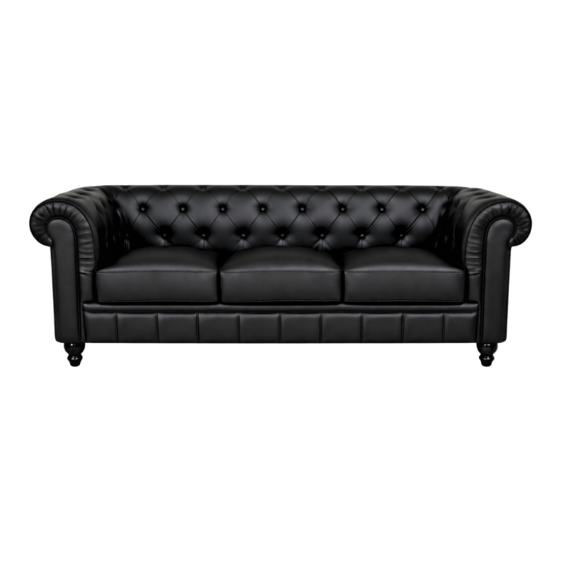 Chesterfield Bank Zwart | 3-Zits Chesterfield Bank Zwart kopen Chesterfield sofa Chesterfield bankstel