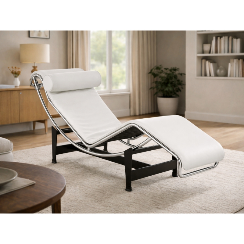 Corbusier fauteuil wit Cassina LC4 Chaise Longue