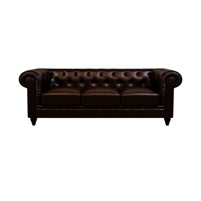 Chesterfield Bank Mokka | 3-Zits Chesterfield Bank Mokka donker bruin leer 3-zits sofa banken