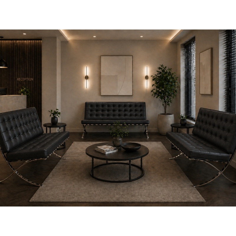 Barcelona Chair twee zits zwart