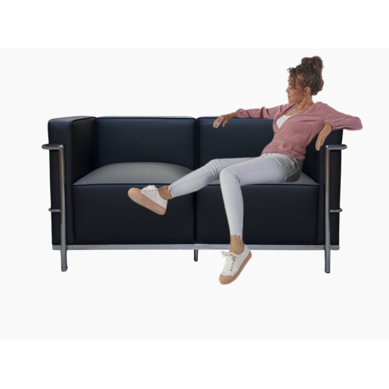 Corbusier Bank 2-Zits Zwart leer Cassina LC2