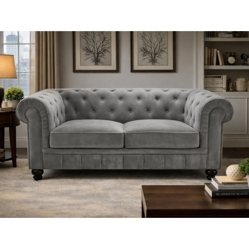 Chesterfield Bank Grijs velvet