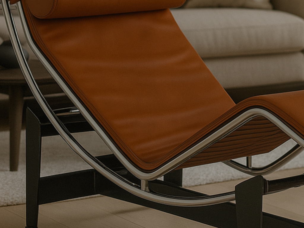 Cassina Le Corbusier LC4 Bruin cognac chaise longue detail