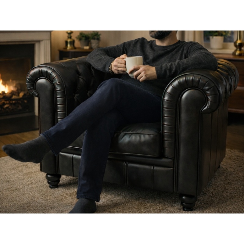 Chesterfield Bank Zwart 1-Zits