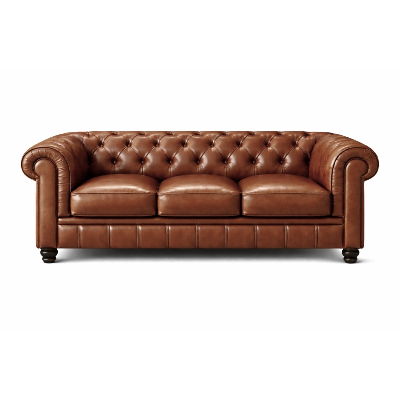 Chesterfield Bank Bruin Kaneel 3-zits Sofa