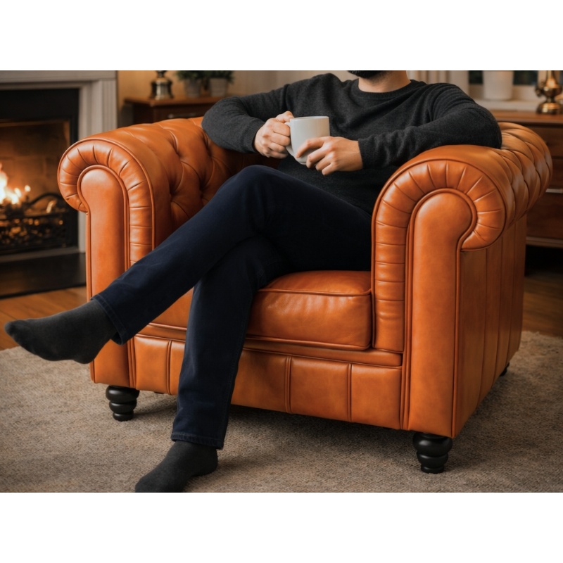 Chesterfield Bank Cognac 1-zits