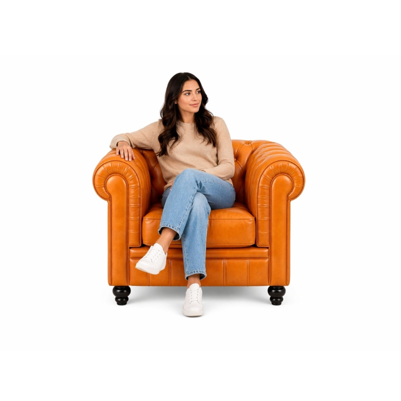 Chesterfield Bank Oker geel 1-zits