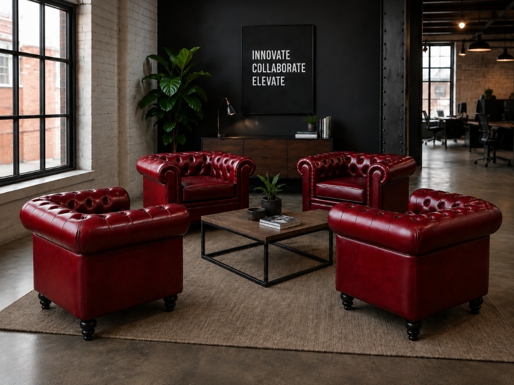Chesterfield Bank Rood | 1-Zits Chesterfield Bank Rood 1-zits woonkamer leer set