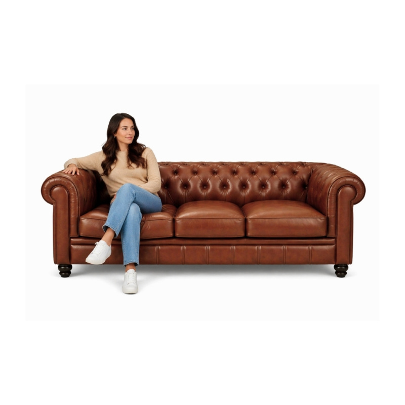 Chesterfield Bank bruin kaneel 3-zits