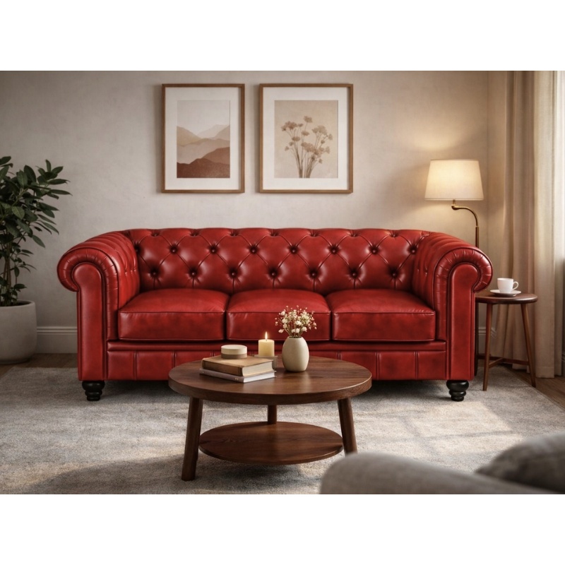 Chesterfield Bank rood 3-zits