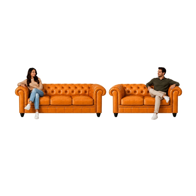 Chesterfield Banken Cognac oker geel leer bank