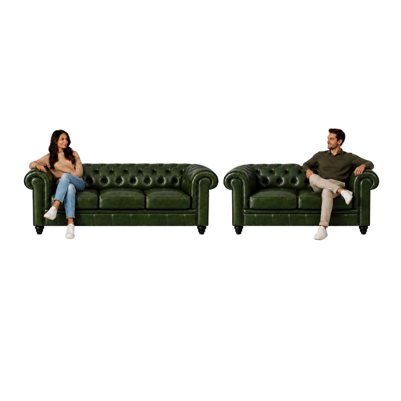 Chesterfield Banken Groen leer bank