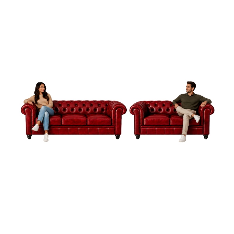 Chesterfield Banken Rood Set leer bank