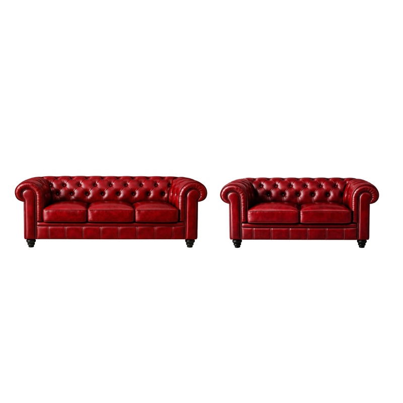 Chesterfield Banken Rood set Sofa Banken Chesterfield leer