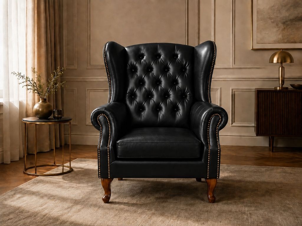 Chesterfield Fauteuil Zwart Chesterfield Fauteuil Zwart oor fauteuil wing chair leer