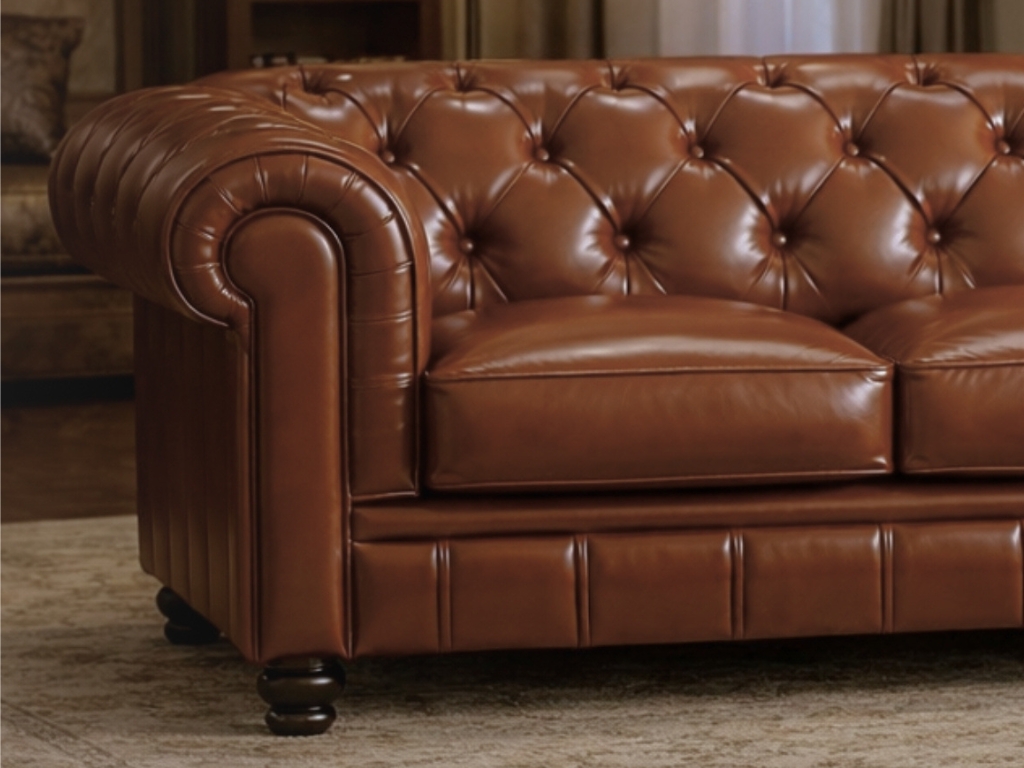 Chesterfield Bank Bruin kaneel 3-zits leer