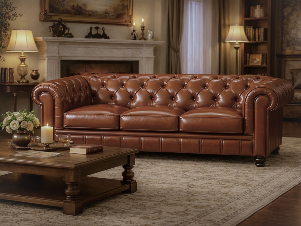 Chesterfield Bank Bruin kaneel 3-zits woonkamer