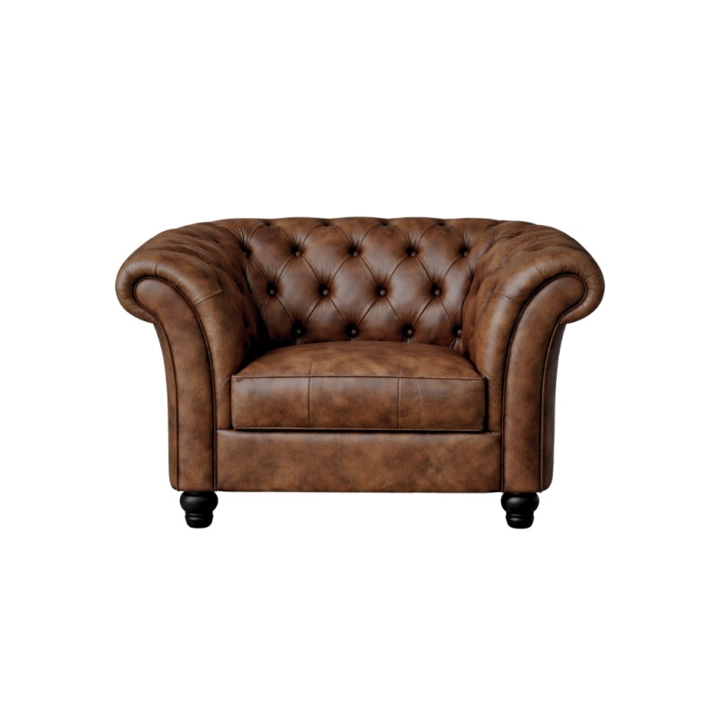 Chesterfield Bank Curve Vintage 1-zits Bruin leer