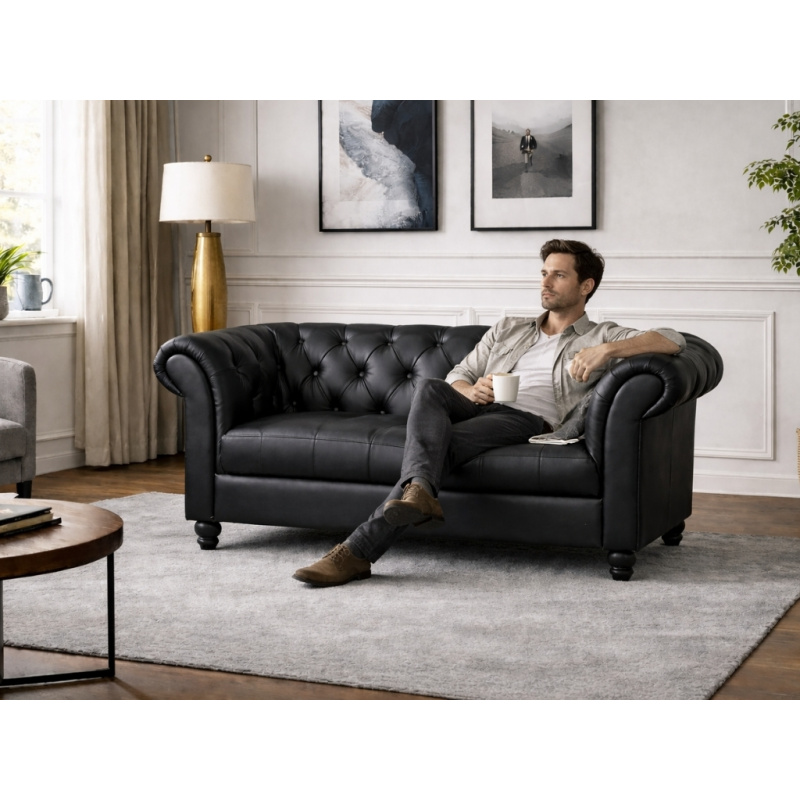 Chesterfield Bank Zwart Curve Chesterfield bankstel Chesterfield bank leer