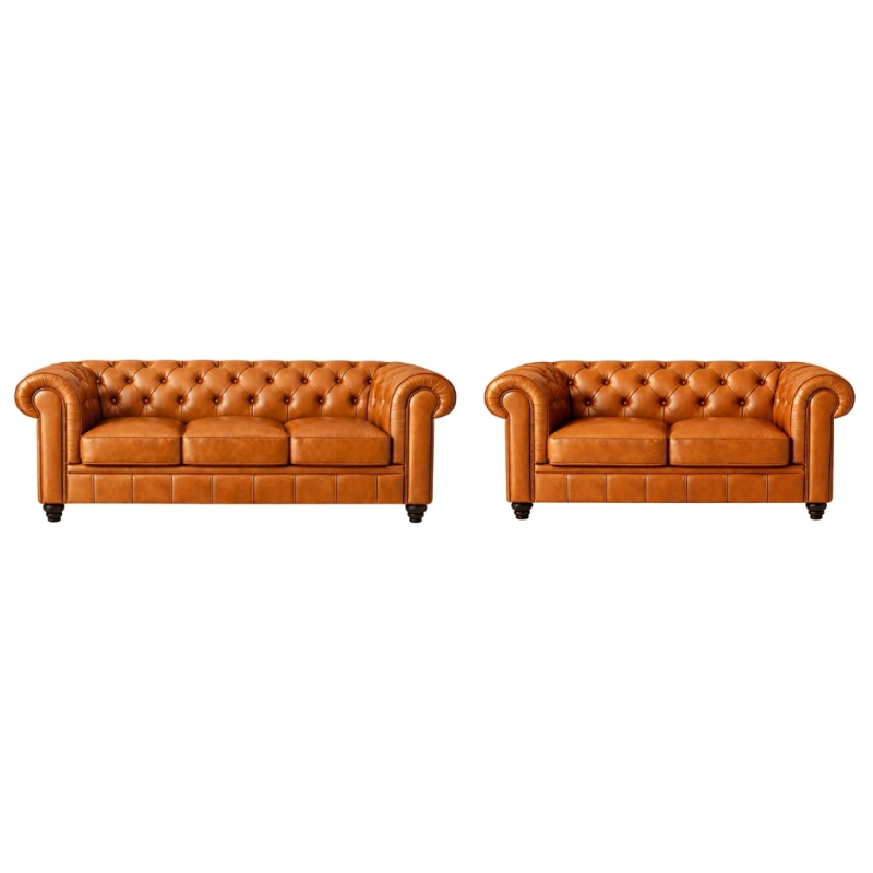 Chesterfield Banken Bruin Camel set