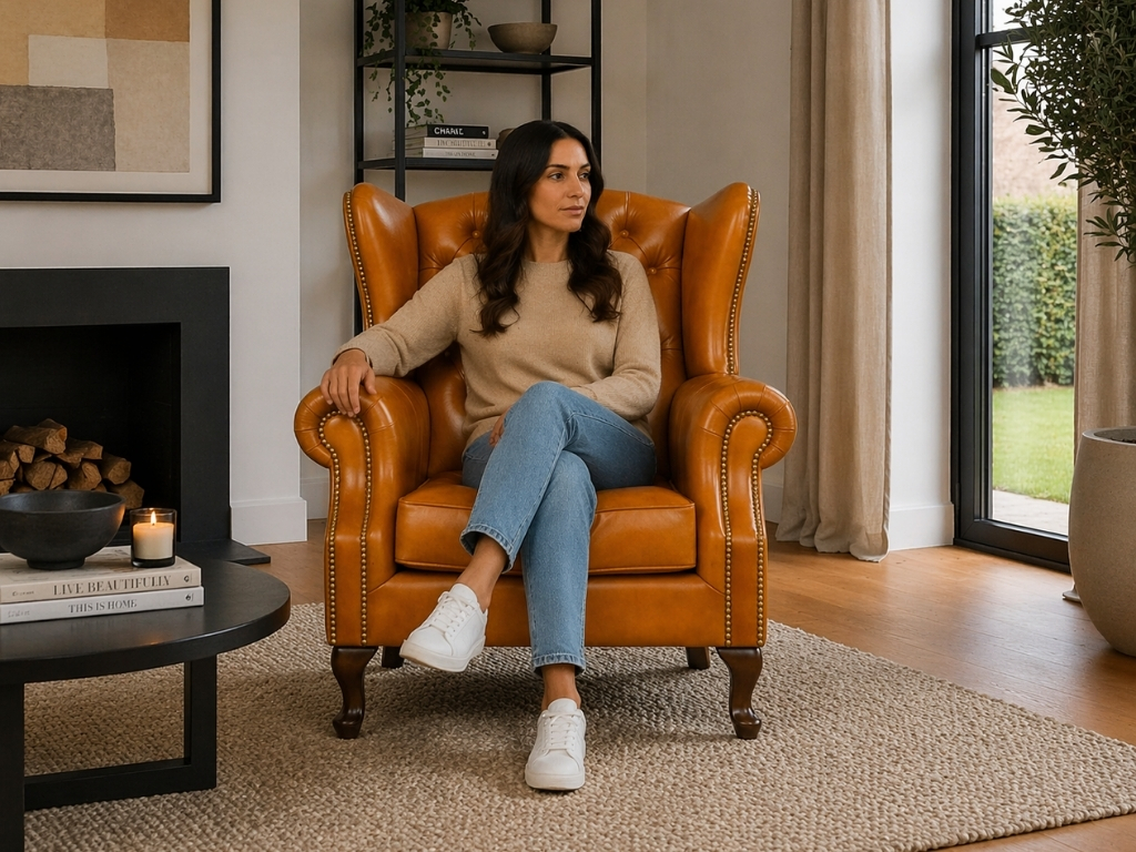 Chesterfield Fauteuil Cognac Oker geel Chesterfield Fauteuil Cognac Oker Geel Chesterfield Wing Chair Stoel Oorfauteuil