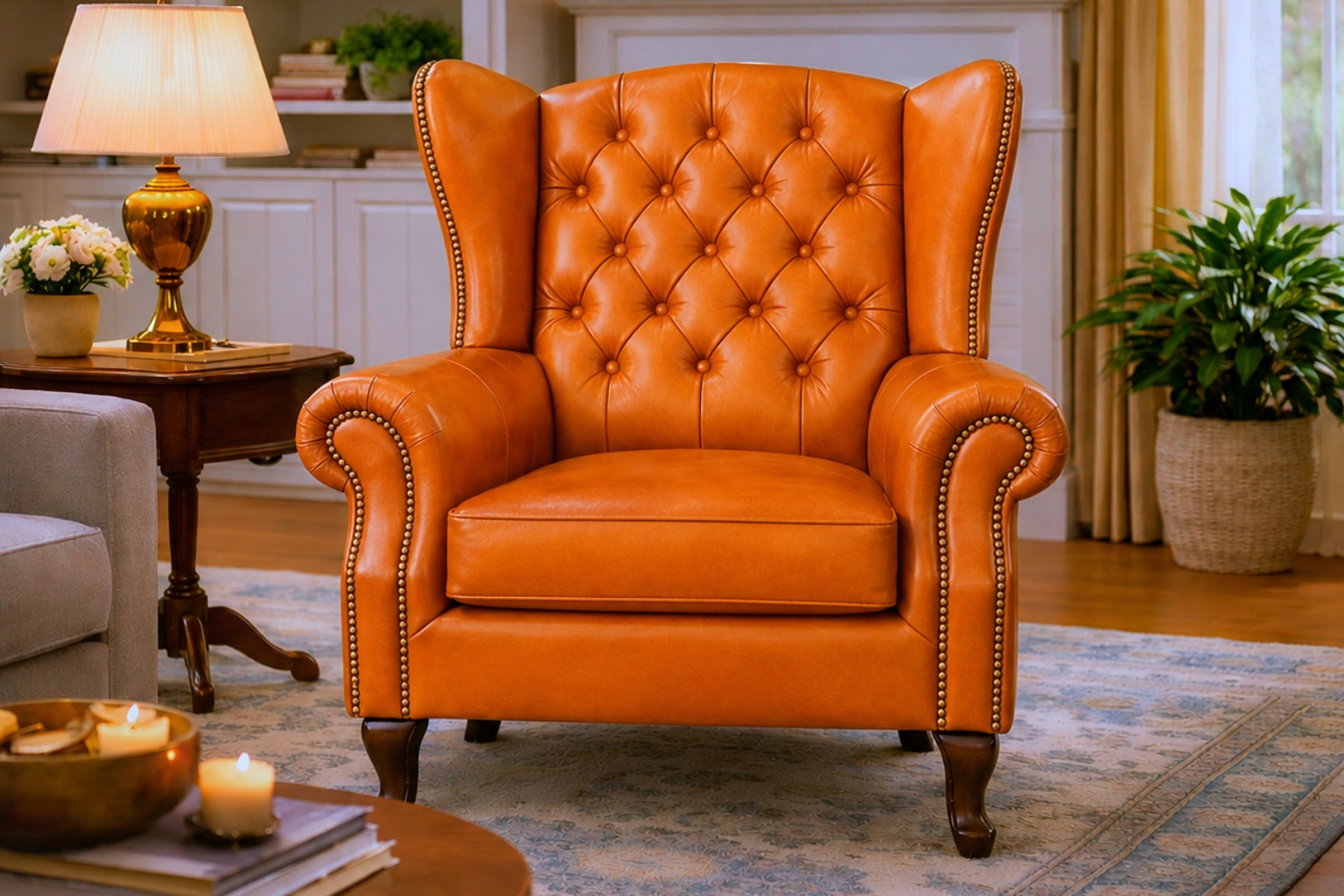 Chesterfield Fauteuil Cognac Oker geel Chesterfield Fauteuil Cognac Oker geel