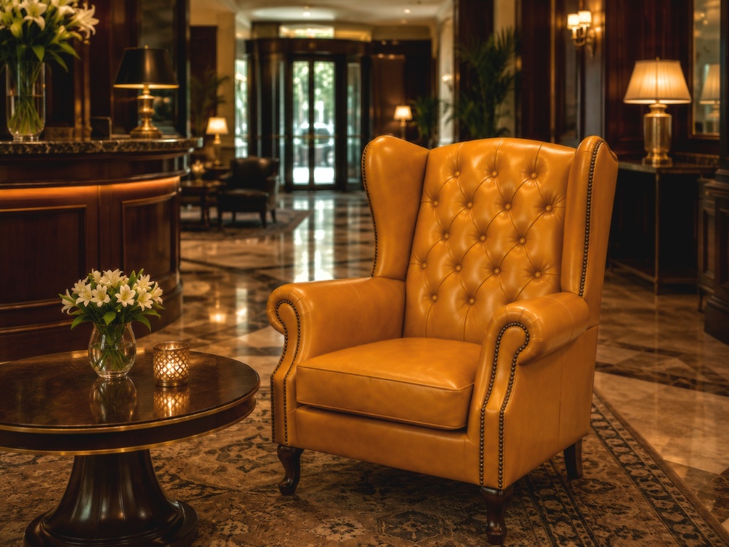 Chesterfield Fauteuil Cognac Oker geel Wing Chair Stoel