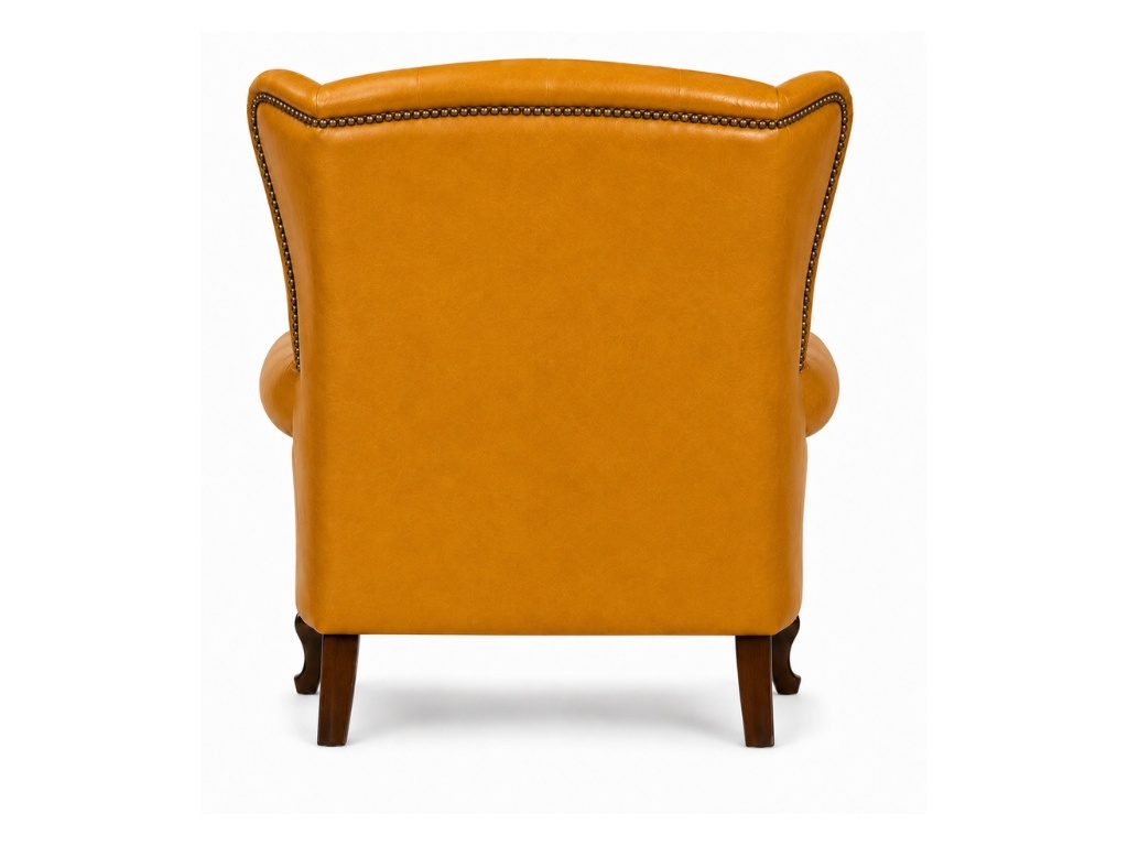 Chesterfield Fauteuil Cognac Oker geel Chesterfield Fauteuil Cognac Oker geel achterkant