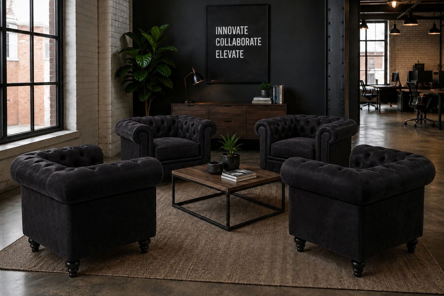 Chesterfield Bank Velvet Zwart | 1-Zits Chesterfield bank 1-zits velvet zwart
