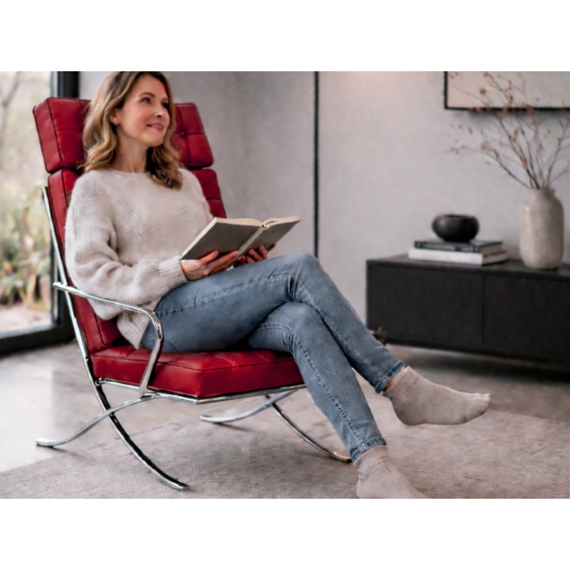 Barcelona Chair XL Rood Fauteuil Knoll stoel Milano Chair Lounge Chair