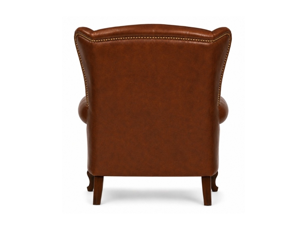 Chesterfield Fauteuil met hocker Bruin Chesterfield Fauteuil Bruin Stoel Chair achterkant