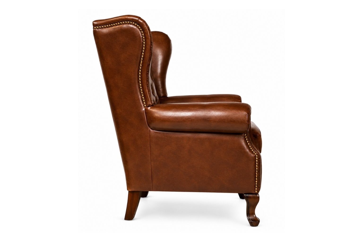 Chesterfield Fauteuil met hocker Bruin Chesterfield Fauteuil Bruin Stoel Wing Chair Oorfauteuil leer