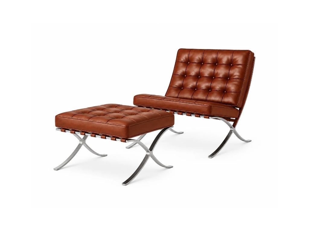Barcelona Chair met hocker Bruin Barcelona Chair Bruin