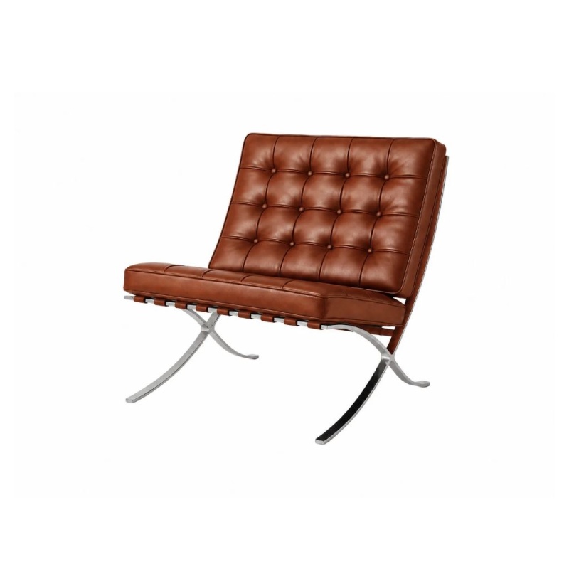 Barcelona Chair Bruin leer stoel fauteuil knoll