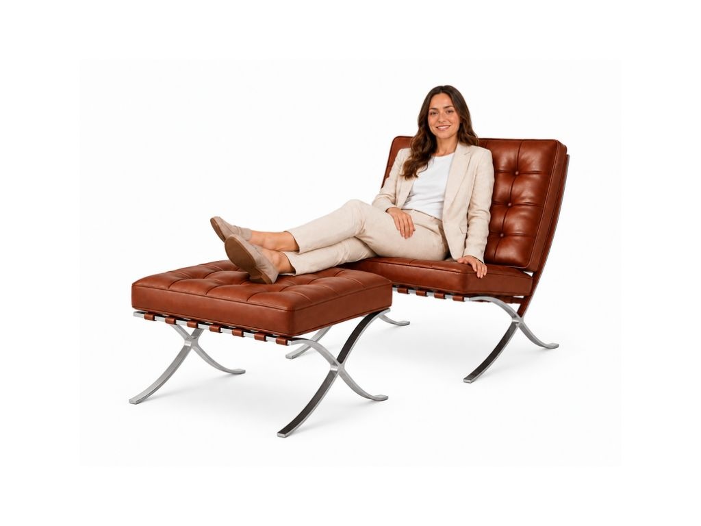Barcelona Chair met hocker Bruin Barcelona Chair met hocker bruin