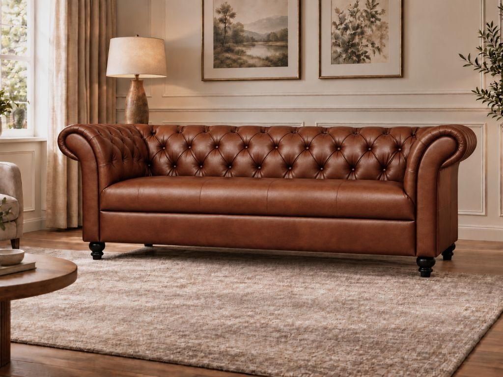 Chesterfield Bank Curve Bruin | 3-zits Chesterfield Bank Curve Bruin 3-zits woonkamer