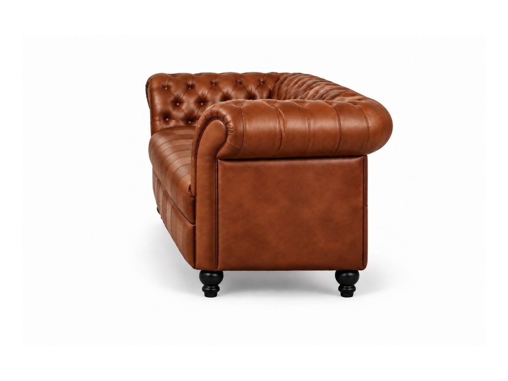 Chesterfield Bank Curve Bruin | 3-zits Chesterfield Bank Curve Bruin 3-zits zijkant