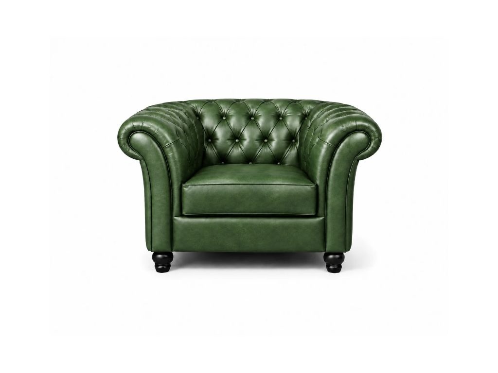 Chesterfield Bank Curve Groen | 1-zits Chesterfield Bank Curve Groen 1-zits Chesterfield stoel fauteuil leer