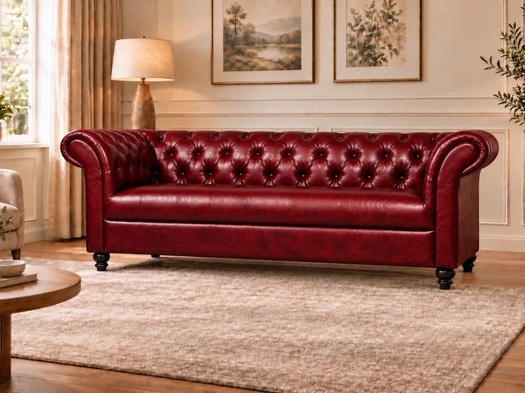 Chesterfield Bank Curve Rood | 3-zits Chesterfield Bank Curve Rood 3-zits woonkamer